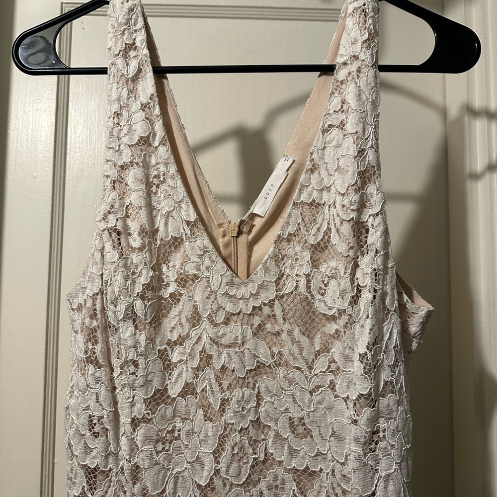 LUSH Lace Dress. Nude color stretchy lining and Ivory lace.